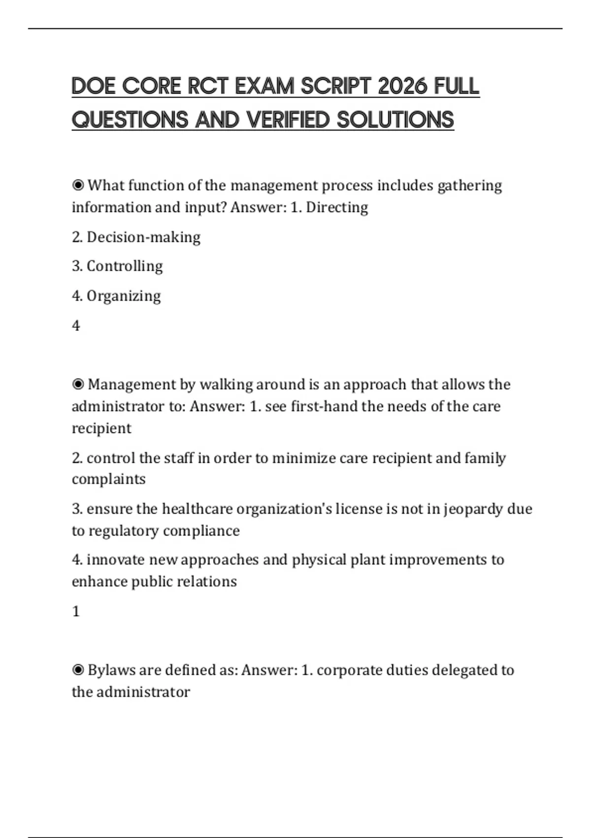 DOE CORE RCT EXAM SCRIPT 2026 FULL QUESTIONS AND VERIFIED SOLUTIONS ...