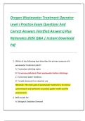 Oregon Wastewater Treatment Operator  Level I Practice Exam Questions And  Correct Answers &lpar;Verified Answers&rpar; Plus  Rationales 2026 Q&A &vert; Instant Download  Pdf