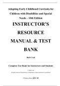Instructor&rsquo;s Resource Manual & Test Bank for Adapting Early Childhood Curricula for Children with Disabilities and Special Needs &lpar;10th Edition&rpar; by Ruth Cook