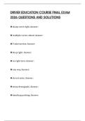 DRIVER EDUCATION COURSE FINAL EXAM 2026 QUESTIONS AND SOLUTIONS