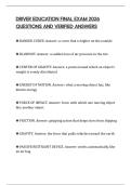 DRIVER EDUCATION FINAL EXAM 2026 QUESTIONS AND VERIFIED ANSWERS