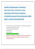 Qu&eacute;bec Wastewater Treatment  Operator Class 3 Practice Exam  Questions And Correct Answers  &lpar;Verified Answers&rpar; Plus Rationales 2026  Q&A &vert; Instant Download Pdf 