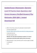 Saskatchewan Wastewater Operator  Level III Practice Exam Questions And  Correct Answers &lpar;Verified Answers&rpar; Plus  Rationales 2026 Q&A &vert; Instant  Download Pdf
