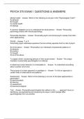 PSYCH 375 EXAM 1 QUESTIONS & ANSWERS