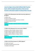 Lean Six Sigma Green Belt & Black Belt Practice  Exam with Complete Questions And Correct  Answer&lbrack;&vert;Already Graded A&plus;&vert;Brand New Version 