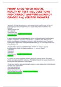 PMHNP ANCC PSYCH MENTAL HEALTH NP TEST &vert; ALL QUESTIONS AND CORRECT ANSWERS &lpar;ALREADY GRADED A&plus;&rpar; &vert; VERIFIED ANSWERS