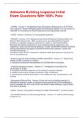 Asbestos Building Inspector Initial Exam Questions With 100&percnt; Pass
