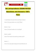 GA Jurisprudence EXAM PSYCH Questions and Answers 100&percnt; Pass
