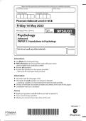 Edexcel A-Level Psychology 9PS0&sol;01 &vert; Paper 1 Foundation in Psychology &vert; May 2025 Mark Scheme & Answers