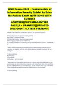 WGU Course C836 - Fundamentals of Information Security Quizlet by Brian MacFarlane EXAM QUESTIONS WITH CORRECT ANSWERS&vert;&vert;100&percnt;GUARANTEED PASS&vert;&vert;A&plus; GRADED&excl;&excl;&vert;&vert;UPDATED 2025&sol;2026&vert;&vert;<LATEST VERSION>&vert;