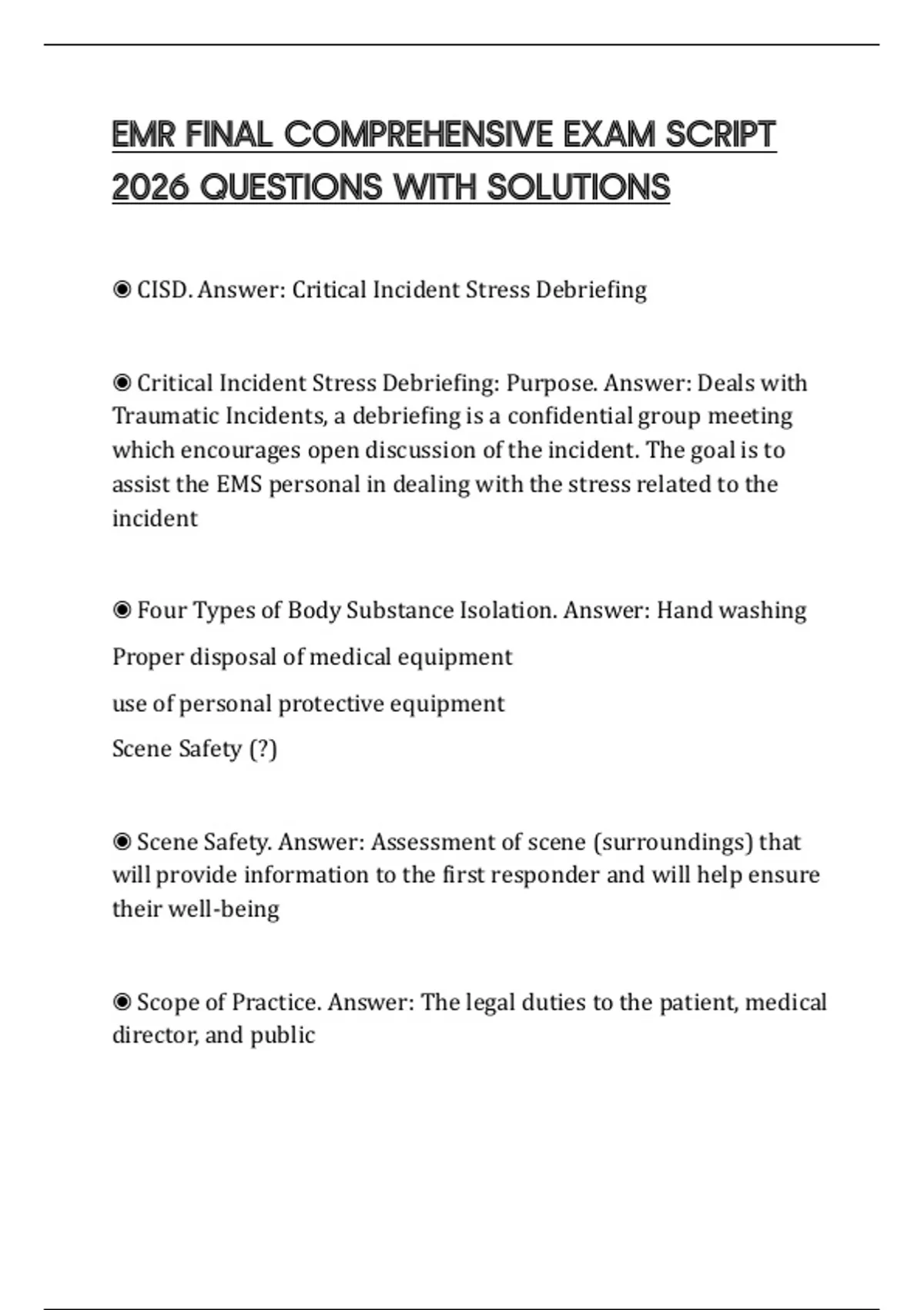 EMR FINAL COMPREHENSIVE EXAM SCRIPT 2026 QUESTIONS WITH SOLUTIONS - EMR ...