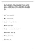 EMT MEDICAL TERMINOLOGY FINAL PAPER 2026 QUESTIONS WITH ANSWERS GRADED A&plus;
