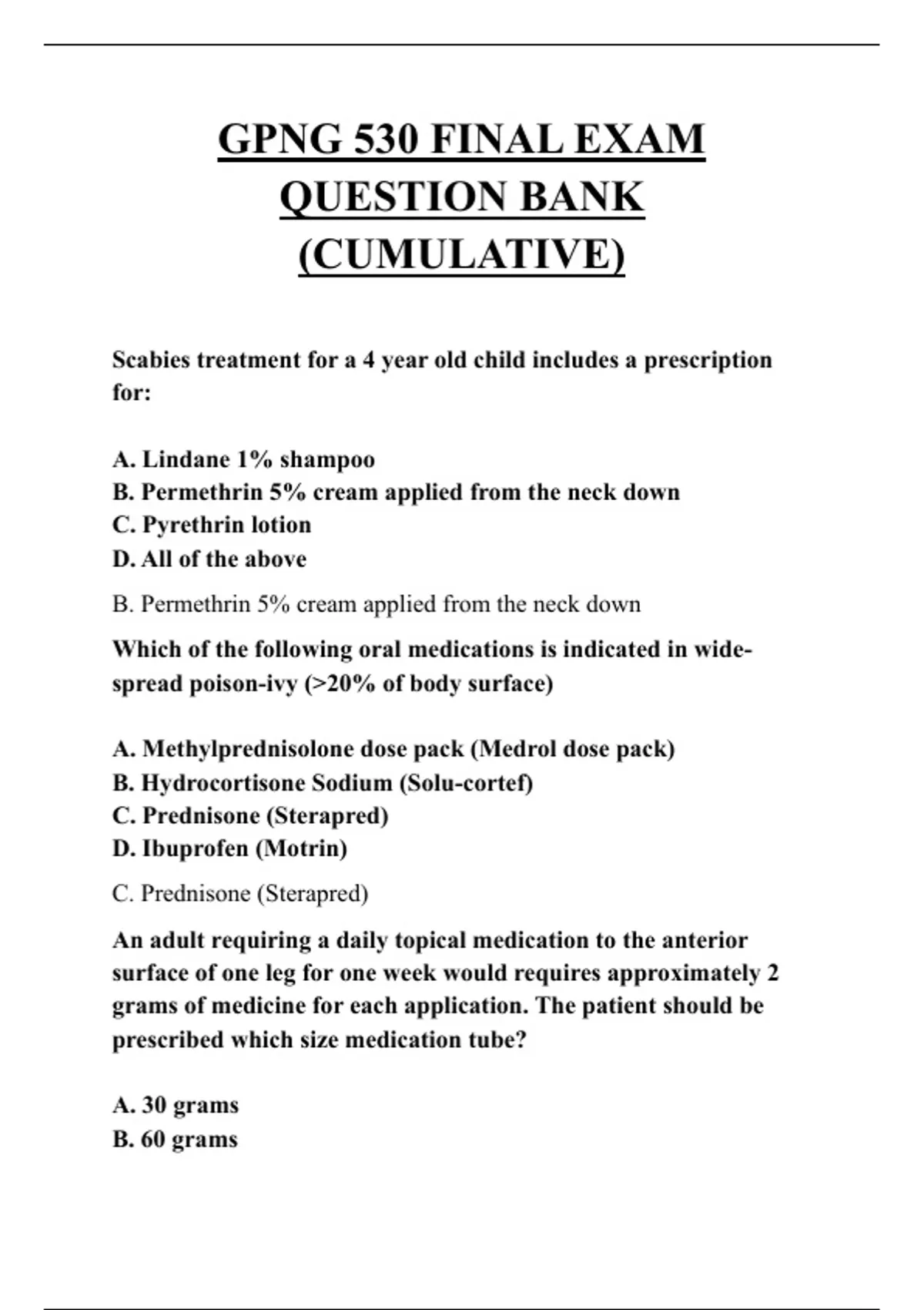 GPNG 530 FINAL EXAM QUESTION BANK (CUMULATIVE) QUESTIONS AND ANSWERS ...