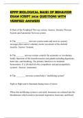 EPPP BIOLOGICAL BASES OF BEHAVIOR EXAM SCRIPT 2026 QUESTIONS WITH VERIFIED ANSWERS