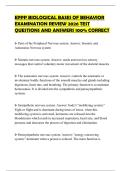 EPPP BIOLOGICAL BASES OF BEHAVIOR EXAMINATION REVIEW 2026 TEST QUESTIONS AND ANSWERS 100&percnt; CORRECT