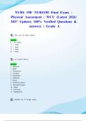 NURS 190&sol; NURS190 Final Exam &ndash; Physical Assessment &vert; WCU &lpar;Latest 2026&sol; 2027 Update&rpar; 100&percnt; Verified Questions & Answers &vert; Grade A