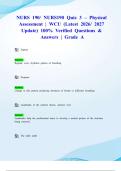 NURS 190&sol; NURS190 Quiz 3 &ndash; Physical Assessment &vert; WCU &lpar;Latest 2026&sol; 2027 Update&rpar; 100&percnt; Verified Questions & Answers &vert; Grade A
