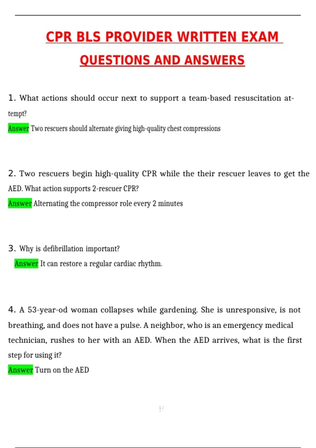 Bls Cpr Bundled Actual Exams Tests Bls Ashi Ymca Cpr Exam Cpr Bls