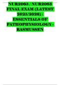 NUR2063 &sol; NUR2063 FINAL EXAM &lpar;LATEST 2025&sol;2026&rpar; &colon; ESSENTIALS OF PATHOPHYSIOLOGY - RASMUSSEN