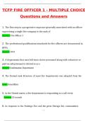 TCFP Fire Officer 1 - Multiple Choice Exam 2025 Newest Actual Questions and Correct Answers &lpar;2025 &sol; 2026&rpar; &lpar;Verified Answers by Expert&rpar;