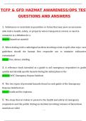 TCFP & GFD HAZMAT AWARENESS OPS TEST 2025 Newest Actual Questions and Correct Answers &lpar;2025 &sol; 2026&rpar; &lpar;Verified Answers by Expert&rpar;
