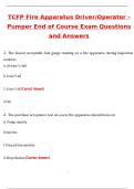 TCFP Fire Apparatus Driver Operator - Pumper End of Course Exam 2025 Newest Actual Questions and Correct Answers &lpar;2025 &sol; 2026&rpar; &lpar;Verified Answers by Expert&rpar;