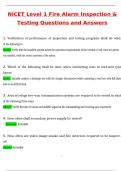NICET Level 1 Fire Alarm Inspection & Testing 2025 Newest Updated Questions and Correct Answers &lpar;2025 &sol; 2026&rpar; &lpar;Verified Answers by Expert&rpar; &lpar;100&percnt; Guaranteed Pass&rpar;