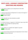 NICET LEVEL 1 HIGHWAY CONSTRUCTION EXAM 2025 Newest Updated Questions and Correct Answers &lpar;2025 &sol; 2026&rpar; &lpar;Verified Answers by Expert&rpar; &lpar;100&percnt; Guaranteed Pass&rpar;
