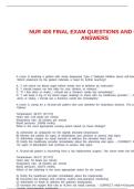 NUR 400 FINAL EXAM QUESTIONS AND CORRECT ANSWERS