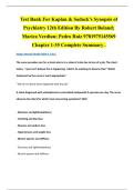 Test Bank For Kaplan & Sadock&rsquo;s Synopsis of Psychiatry 12th Edition By Robert Boland&semi; Marica Verdiun&semi; Pedro Ruiz 9781975145569 Chapter 1-35 Complete Summary &period;