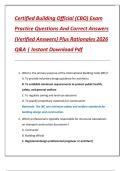 Certified Building Official &lpar;CBO&rpar; Exam  Practice Questions And Correct Answers  &lpar;Verified Answers&rpar; Plus Rationales 2026  Q&A &vert; Instant Download Pdf 