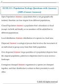 ECOL111&colon; Population Ecology Questions with Answers  &lpar;100&percnt; Correct Answers&rpar;