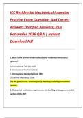 ICC Residential Mechanical Inspector  Practice Exam Questions And Correct  Answers &lpar;Verified Answers&rpar; Plus  Rationales 2026 Q&A &vert; Instant  Download Pdf 