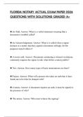 FLORIDA NOTARY ACTUAL EXAM PAPER 2026 QUESTIONS WITH SOLUTIONS GRADED A&plus;