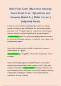 BSG Final Exam &vert; Business Strategy Game Final Exam &vert; Questions and Answers Rated A&plus; &vert; 100&percnt; Correct &vert; 2025&sol;2026 Guide