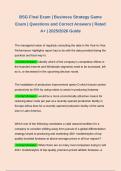 BSG Final Exam &vert; Business Strategy Game Exam &vert; Questions and Correct Answers &vert; Rated A&plus; &vert; 2025&sol;2026 Guide