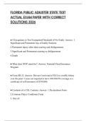 FLORIDA PUBLIC ADJUSTER STATE TEST ACTUAL EXAM PAPER WITH CORRECT SOLUTIONS 2026
