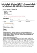 Quiz: Methods Selection: HLTH511: Research Methods in Public Health (B01) 2025-2026 Liberty University