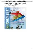 Test Bank For Biochemistry 9th Edition by Mary K&period; Campbell&sol;Shawn O&period; Farrell&sol;Owen M&period; McDougal&vert; 9780357540299&vert; All Chapters 1-24&vert; LATEST &vert;2025