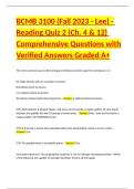 BCMB 3100 &lpar;Fall 2025 - Lee&rpar; - Reading Quiz 2 &lpar;Ch&period; 4 & 12&rpar; Comprehensive Questions with Verified Answers Graded A&plus;