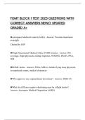 FOMT BLOCK 1 TEST 2025 QUESTIONS WITH CORRECT ANSWERS NEWLY UPDATED GRADED A&plus;
