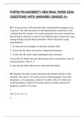 FORTIS PN MATERNITY HESI FINAL PAPER 2026 QUESTIONS WITH ANSWERS GRADED A&plus;