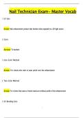 Nail Technician Exam- Master Vocab 2025 EXAM with all questions and answers