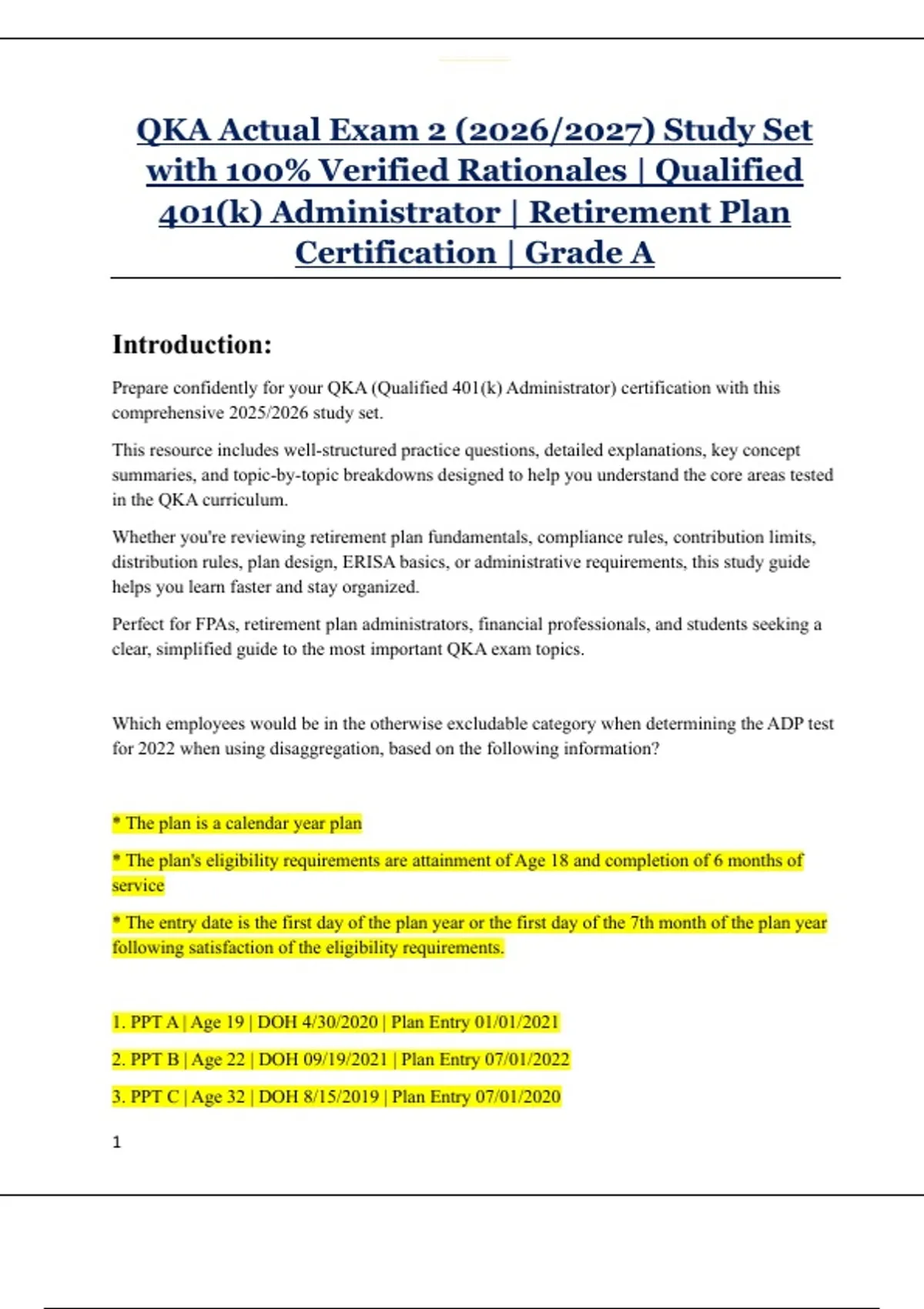 QKA Actual Exam 2 (2026/2027) Study Set with 100% Verified Rationales ...