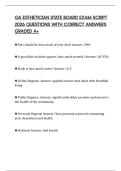 GA ESTHETICIAN STATE BOARD EXAM SCRIPT 2026 QUESTIONS WITH CORRECT ANSWERS GRADED A&plus;