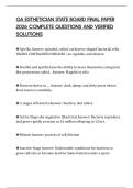 GA ESTHETICIAN STATE BOARD FINAL PAPER 2026 COMPLETE QUESTIONS AND VERIFIED SOLUTIONS