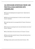 GA STATE BOARD ESTHETICIAN THEORY AND PRACTICAL EXAM QUESTIONS WITH ANSWERS 2023