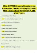 Ohio BMV TIPIC permit motorcycle knowledge exam 2024&sol;2025 question WITH COMPLETE SOLUTIONS 