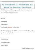 PRE-ASSESSMENT&colon; DATA MANAGEMENT - D426  Questions with Answers &lpar;100&percnt; Correct Answers