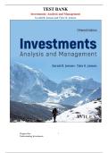 Investments&colon; Analysis and Management &ndash; Test Bank &lpar;15th Edition&comma; Jensen & Jensen&rpar; &vert; Complete Exam Material